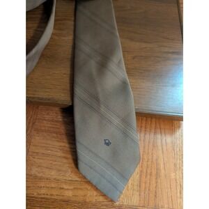 Christian Dior Classic Necktie Mens One Size Brown Striped Wedding Designer Logo